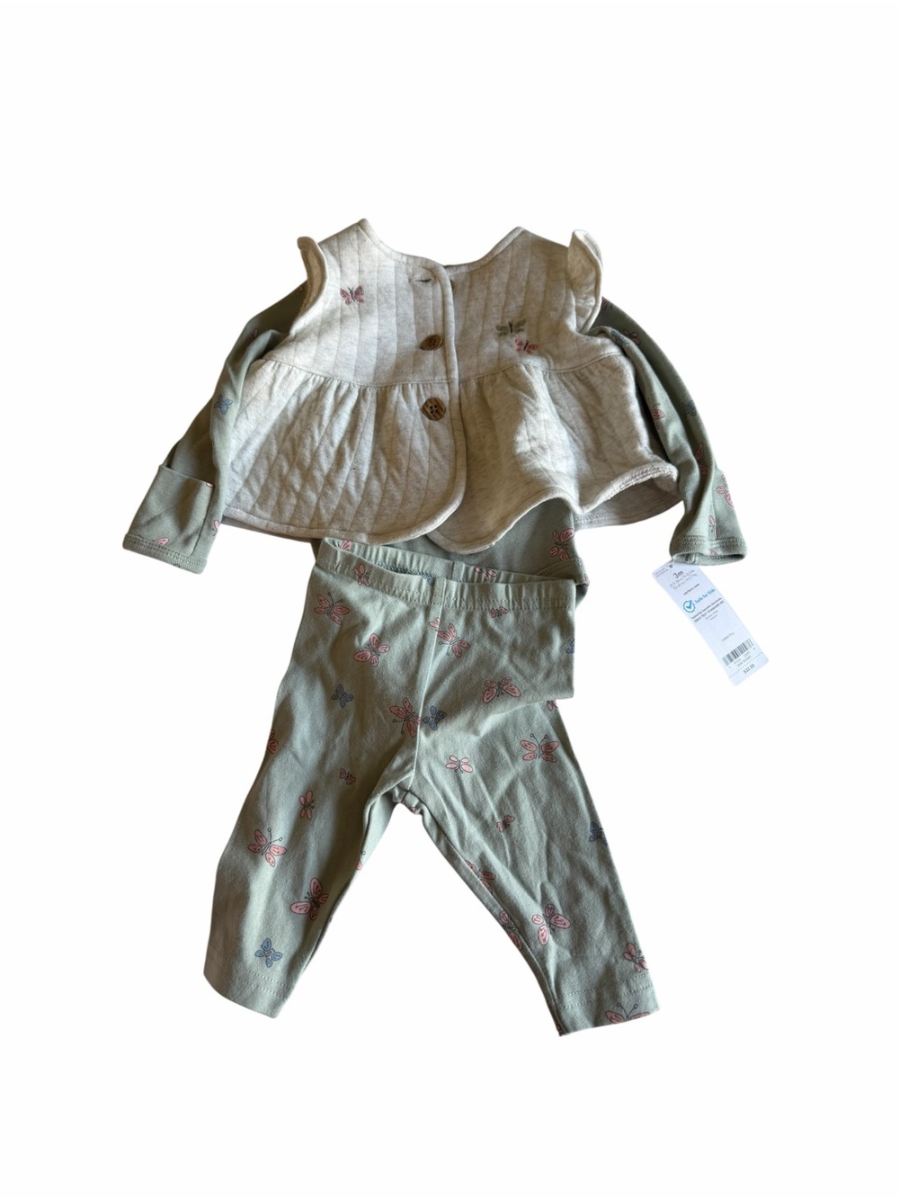 Carter's Sage Green Butterfly Print Baby Matching Set